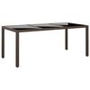 vidaXL Mesa jard&iacute;n vidrio templado rat&aacute;n sint&eacute;tico marr&oacute;n 190x90x75 cm