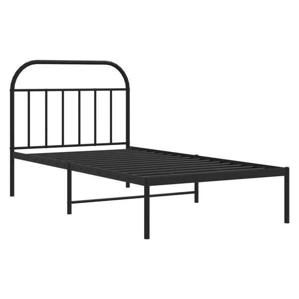 vidaXL Estructura cama sin colch&oacute;n con cabecero metal negro 107x203 cm