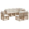 vidaXL Conjunto de sof&aacute;s de exterior con coj&iacute;n 8 pcs Natural Poli&eacute;ster