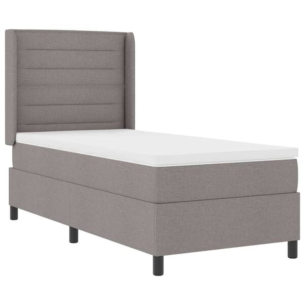 vidaXL Cama tipo Box Spring con colch&oacute;n Taup&eacute; 90 x 190 cm tela