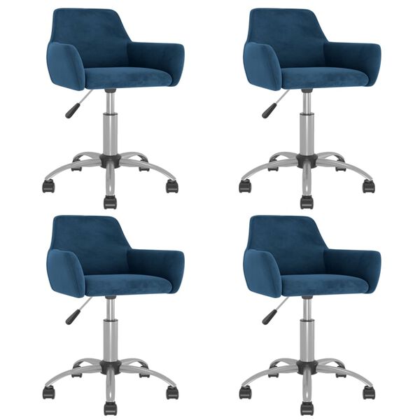 vidaXL Sillas de comedor giratorias 4 unidades terciopelo azul