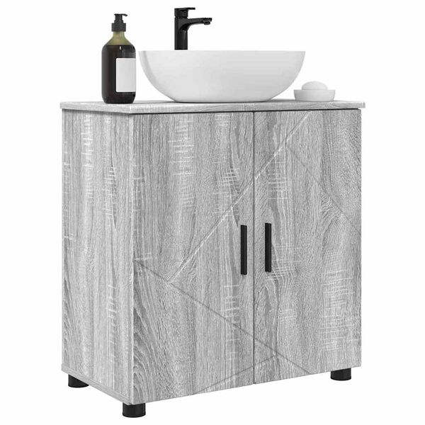 vidaXL Gabinete de Ba&ntilde;o con almacenamiento Gris Sonoma 61 x 35 x 64 cm