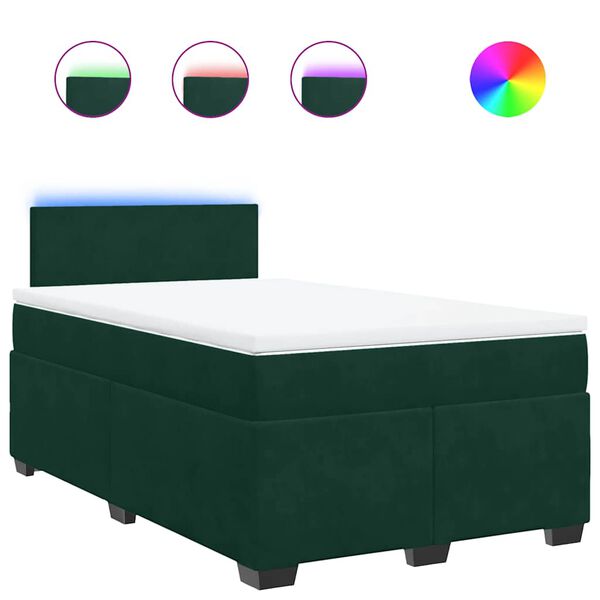vidaXL Cama box spring con colch&oacute;n terciopelo verde oscuro 120x190 cm