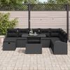 vidaXL Conjunto de sof&aacute; de jard&iacute;n con coj&iacute;n 9 pcs Negro Polirat&aacute;n