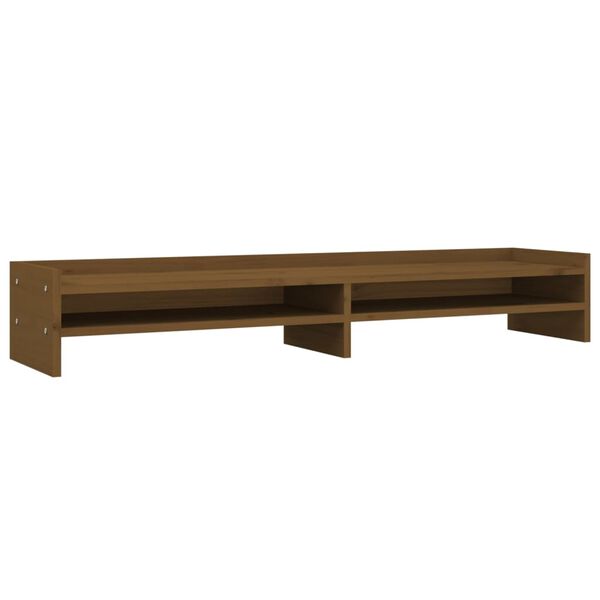 vidaXL Soporte de monitor madera maciza pino marr&oacute;n miel 100x24x16 cm