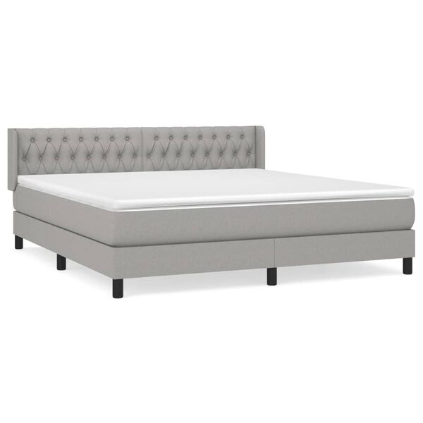 vidaXL Cama box spring con colch&oacute;n tela gris claro 180x200 cm