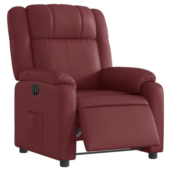 vidaXL Sillón reclinable eléctrico de cuero sintético rojo tinto