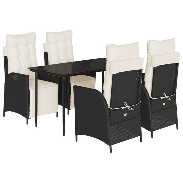 vidaXL Set de muebles jard&iacute;n 5 pzas con cojines rat&aacute;n sint&eacute;tico negro