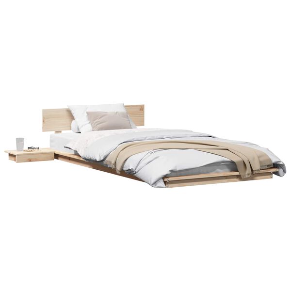vidaXL Estructura de cama con cabecera Marr&oacute;n 90 x 200 cm Madera