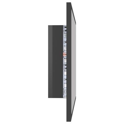 vidaXL Espejo de baño madera contrachapada gris brillo 60x8,5x37 cm
