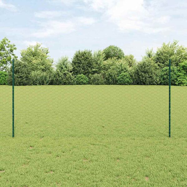 vidaXL Valla con Poste Verde 1,2 x 25 m Acero