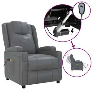 vidaXL Sill&oacute;n de masaje de cuero sint&eacute;tico gris antracita
