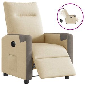 vidaXL Sill&oacute;n reclinable el&eacute;ctrico de tela crema
