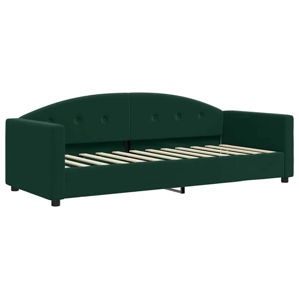 vidaXL Sof&aacute; cama con colch&oacute;n terciopelo verde oscuro 90x200 cm