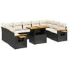 vidaXL Set de sof&aacute;s de jard&iacute;n 10 pzas cojines rat&aacute;n sint&eacute;tico negro
