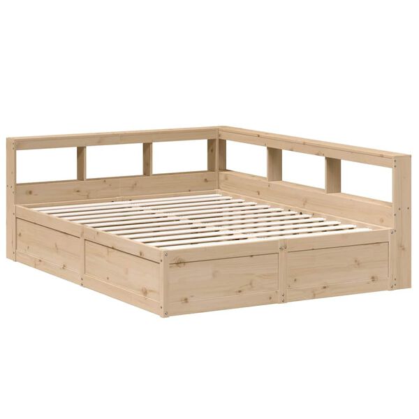 vidaXL Cama con estanter&iacute;a sin colch&oacute;n madera maciza de pino 160x200cm