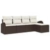 vidaXL Conjunto de sof&aacute; de jard&iacute;n 5 pcs Marr&oacute;n rat&aacute;n sint&eacute;tico