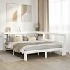 vidaXL Cama con estanter&iacute;a sin colch&oacute;n madera maciza blanca 140x190 cm