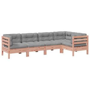 vidaXL Set de sof&aacute;s jard&iacute;n 5 pzas con cojines madera abeto Douglas