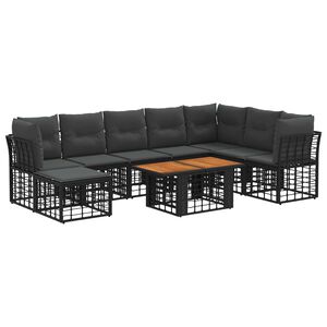 vidaXL Conjunto de sof&aacute;s de jard&iacute;n 9 uds. Negro y gris oscuro