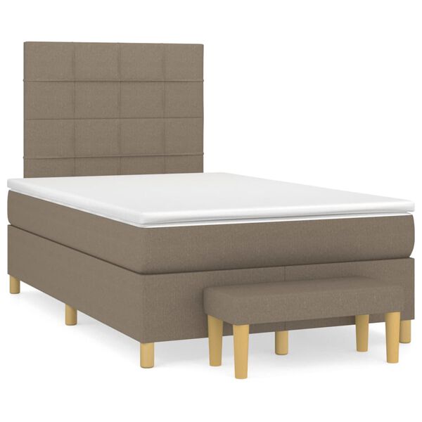 vidaXL Cama box spring con colch&oacute;n tela gris taupe 120x200 cm