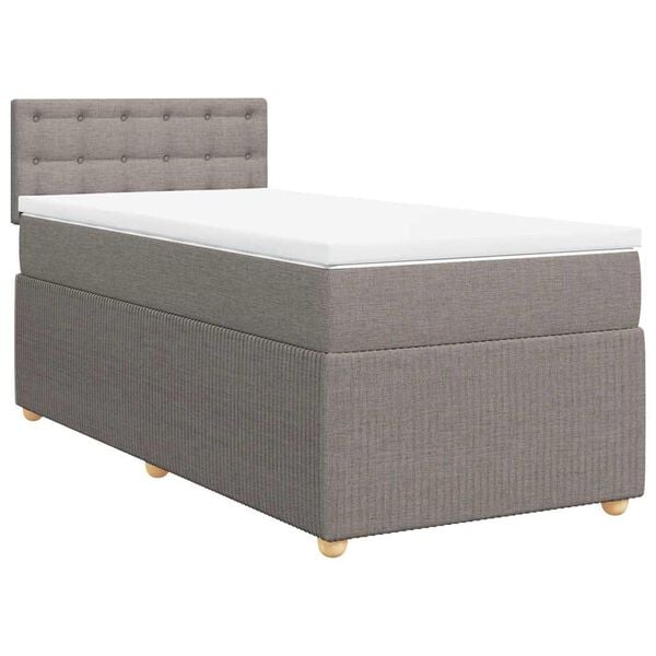 vidaXL Cama box spring con colch&oacute;n tela gris taupe 90x190 cm