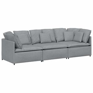 vidaXL Sof&aacute; modular con cojines de tela gris claro