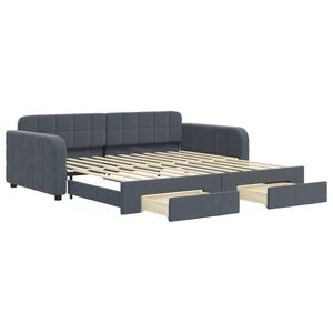 vidaXL Sof&aacute; cama nido con cajones terciopelo gris oscuro 100x200 cm
