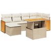 vidaXL Set sof&aacute;s de jard&iacute;n 7 piezas y cojines rat&aacute;n sint&eacute;tico beige