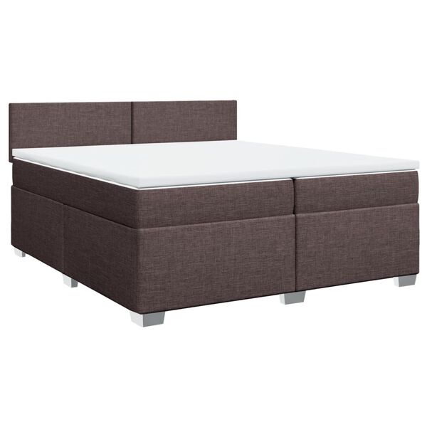 vidaXL Cama box spring con colch&oacute;n tela marr&oacute;n oscuro 200x200 cm