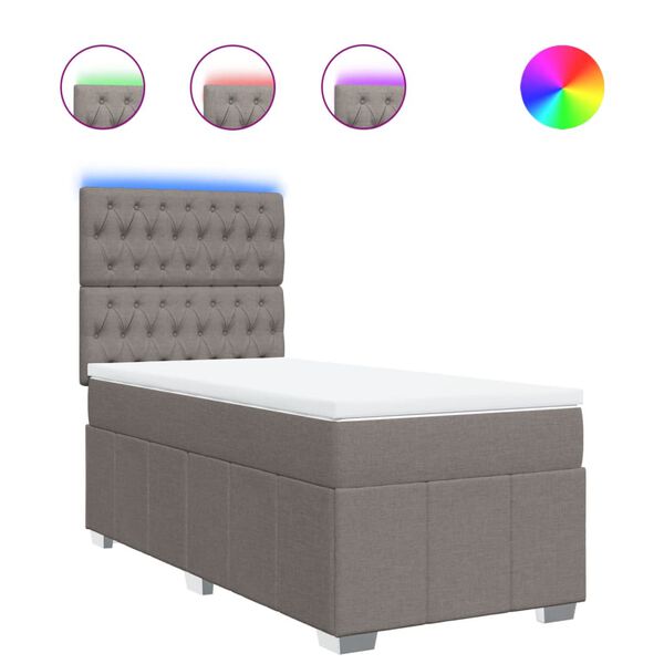 vidaXL Cama box spring con colch&oacute;n tela gris taupe 80x200 cm