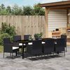 vidaXL Conjunto de Comedor de Jard&iacute;n 9 pcs Negro rat&aacute;n sint&eacute;tico