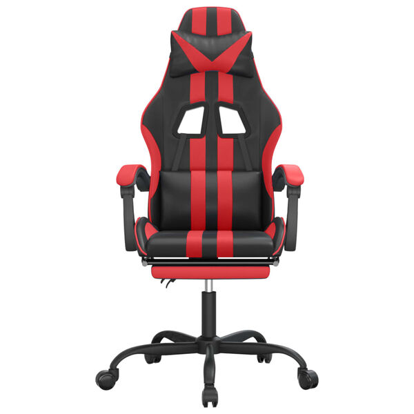 vidaXL Silla gaming giratoria y reposapi&eacute;s cuero sint&eacute;tico negro rojo
