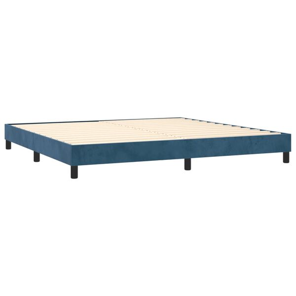 vidaXL Cama box spring con colch&oacute;n terciopelo azul oscuro 200x200 cm
