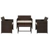 vidaXL Set muebles de jard&iacute;n 4 piezas y cojines rat&aacute;n sint&eacute;tico marr&oacute;n