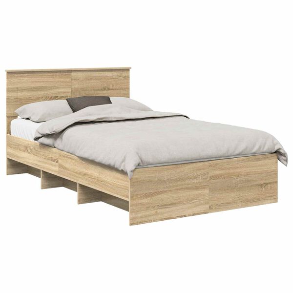 vidaXL Estructura de cama con cabecera Roble Sonoma 120 x 123 cm