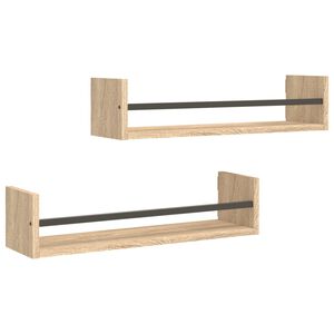 vidaXL Estantes de pared con barras 2 uds roble Sonoma 60x16x14 cm