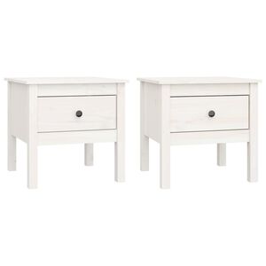 vidaXL Mesa auxiliar 2 uds madera maciza de pino blanco 50x50x49 cm