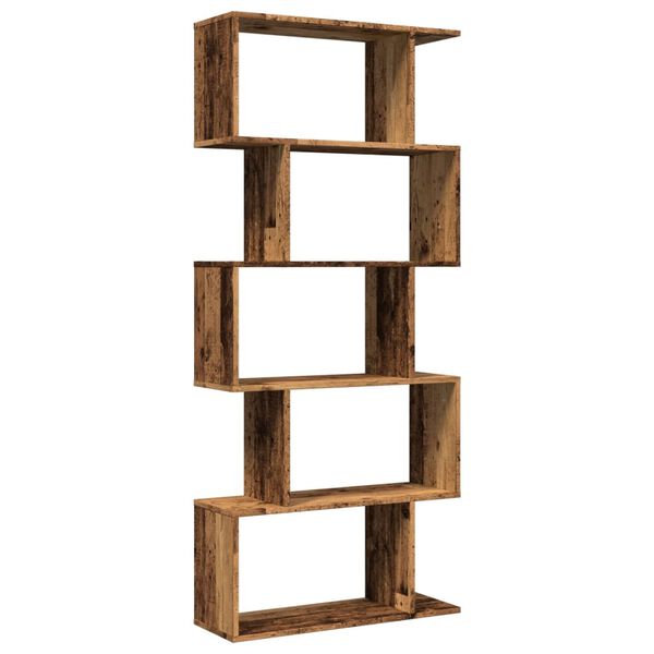 vidaXL Librer&iacute;a divisora 5 niveles madera envejecida 70x24x161 cm