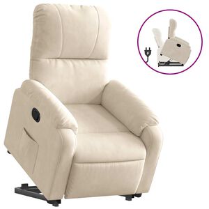 vidaXL Sill&oacute;n reclinable elevable tela de microfibra beige