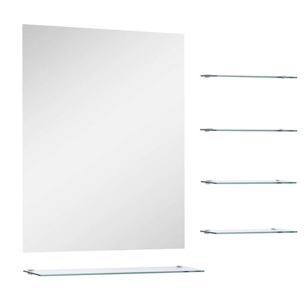 vidaXL Espejo de pared con 5 estantes plateado 50x60 cm