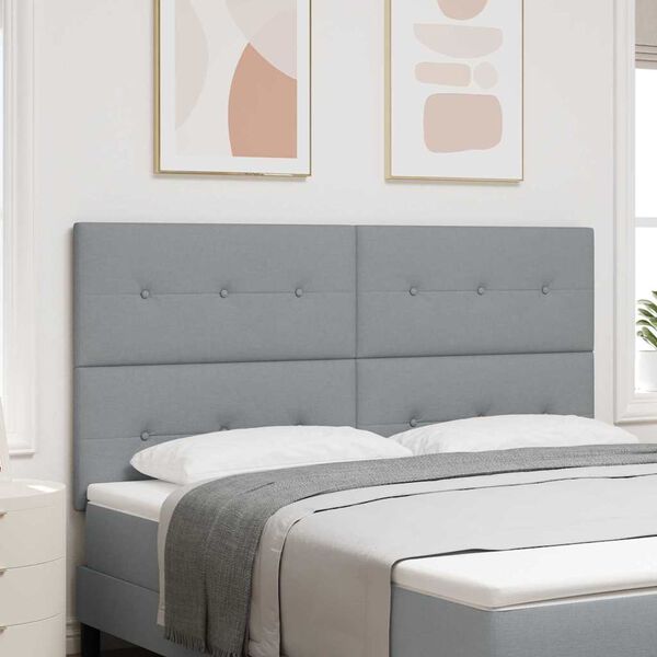 vidaXL Cabecero LED con tira de luces LED Gris Claro 180 cm Poli&eacute;ster