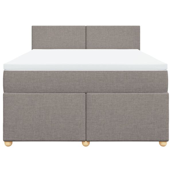 vidaXL Cama box spring con colch&oacute;n tela gris taupe 160x200 cm