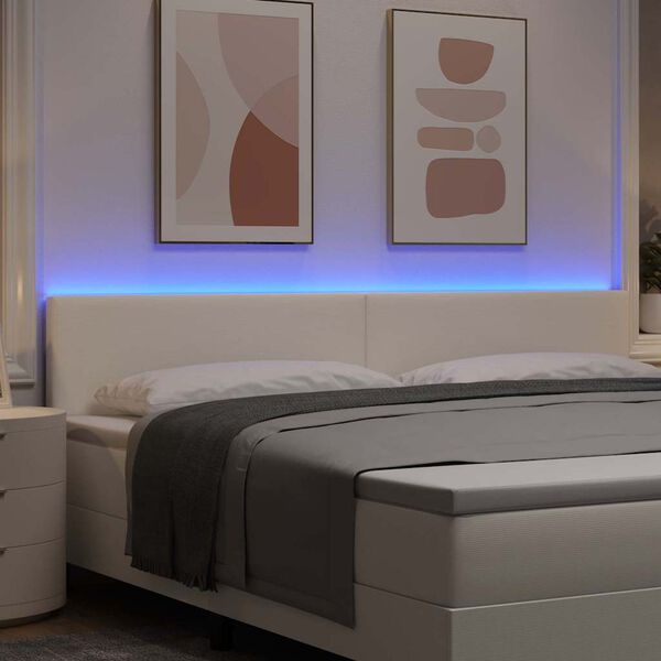 vidaXL Cabecero LED con tira de luces LED Crema 200 cm Poli&eacute;ster