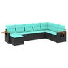vidaXL Set de sof&aacute;s de jard&iacute;n 8 pzas con cojines rat&aacute;n sint&eacute;tico negro