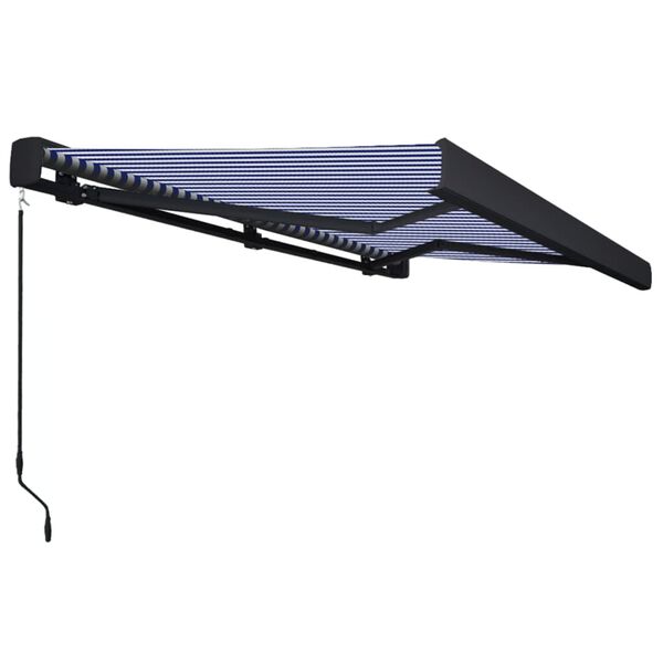 vidaXL Toldo de carrete manual azul y blanco 350x250 cm