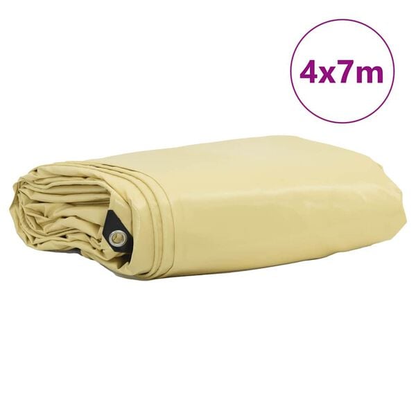 vidaXL Lona 650g / m&sup2; Beige 4 x 7 m Lona con recubrimiento de PVC