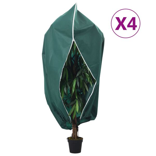 vidaXL Cubiertas para plantas con cremallera 4 uds 70 g/m&sup2; 1,55x1,55 m