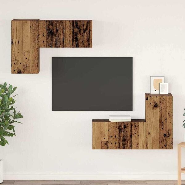 vidaXL Conjunto de mueble de TV 4 pcs Madera envejecida