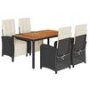vidaXL Set de muebles jard&iacute;n 5 pzas con cojines rat&aacute;n sint&eacute;tico negro
